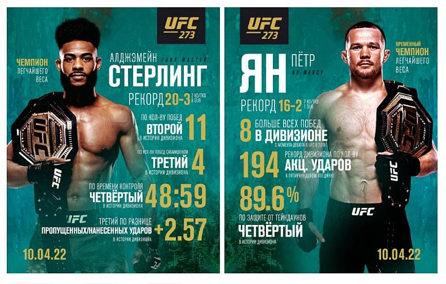 UFC 273, статистика Петра Яна и Алджэмейна Стерлинга