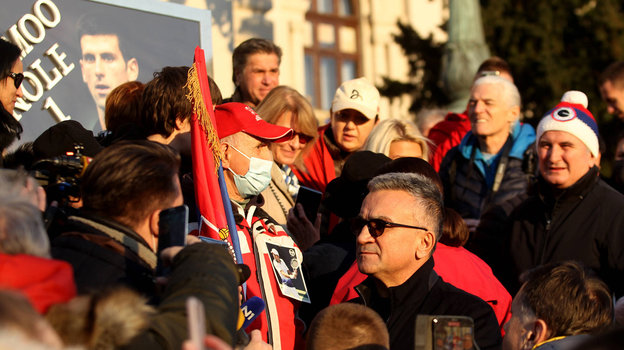 Срджан Джокович во время митинга. Фото Global Look Press