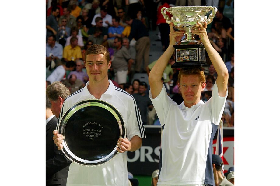 Марат Сафин и Томас Юханссон после финала Australian Open — 2002