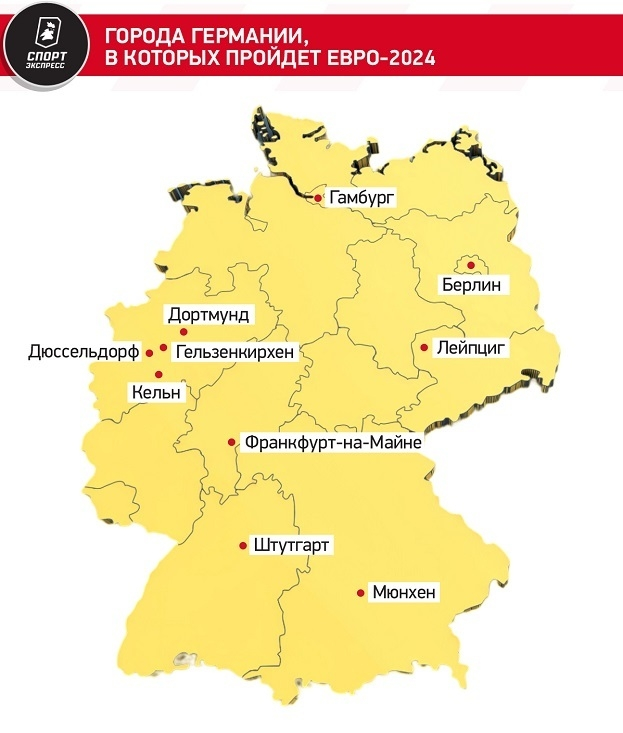 Города в Германии, где пройдут матчи Евро-2024.