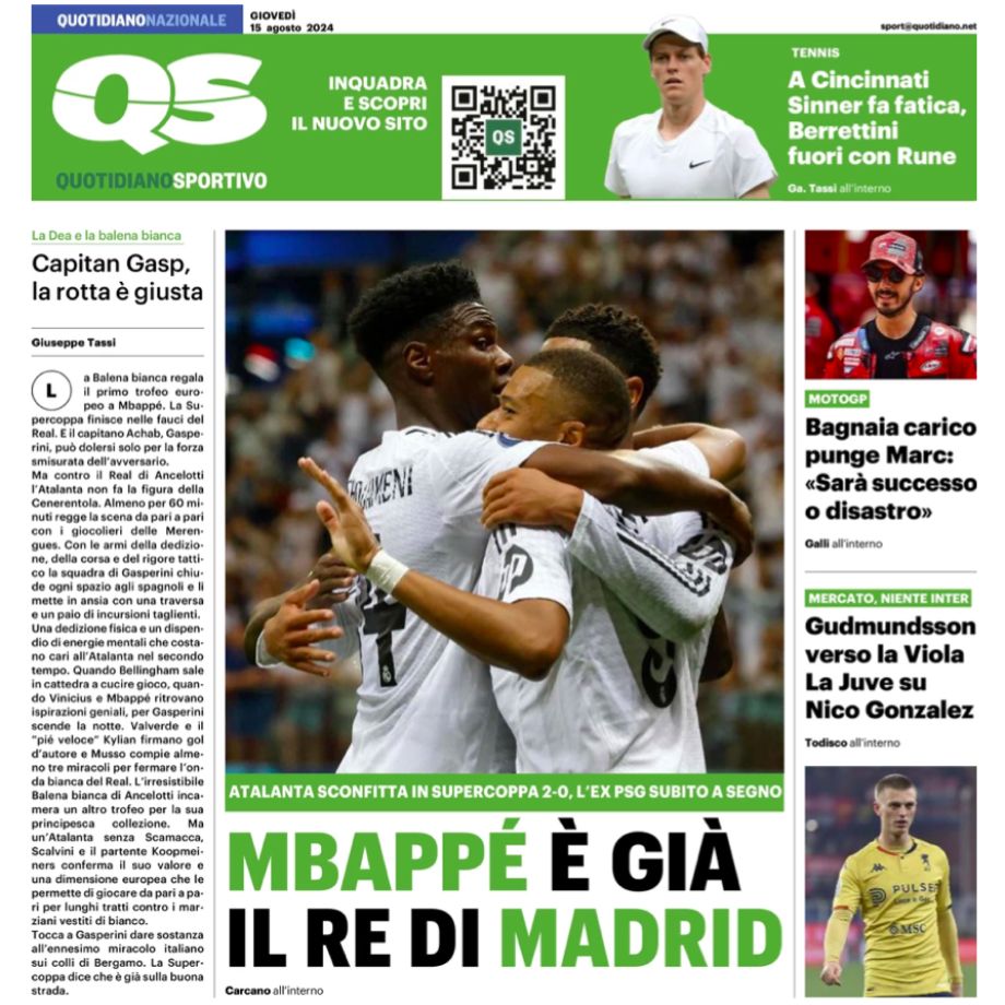 Quotidiano Sportivo: «Мбаппе уже король Мадрида»